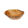 Porte-savon ovale rustique en bois d'olivier massif avec écorce naturelle, tourné artisanalement, pièce unique