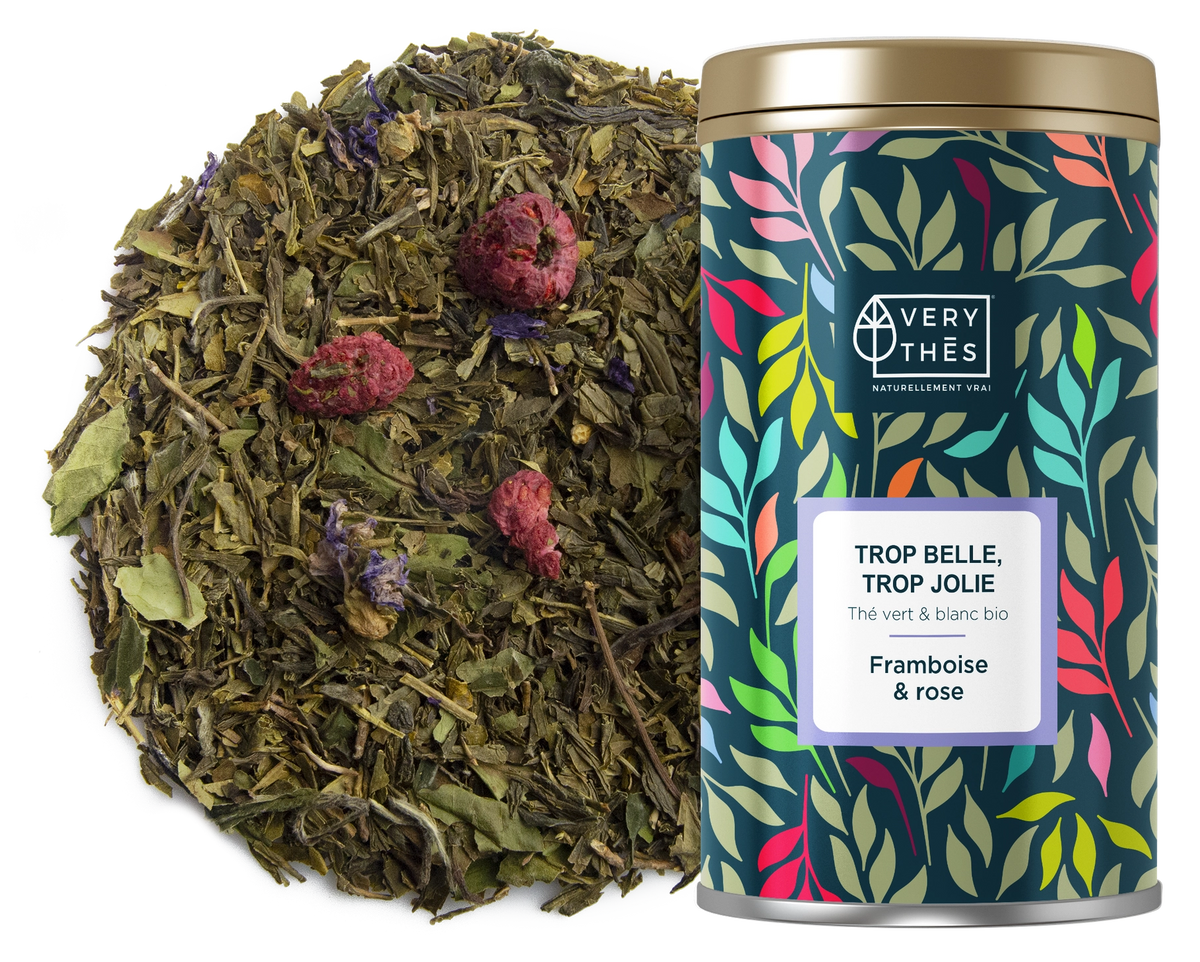 Trop Belle Trop Jolie – Very Thès, thé vert et blanc bio framboise & rose, boîte métal