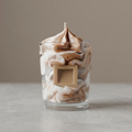 Mini Bougie Burgonde Lait Caramel – cire fouettée marbre crème et caramel avec carré sculpté artisanal